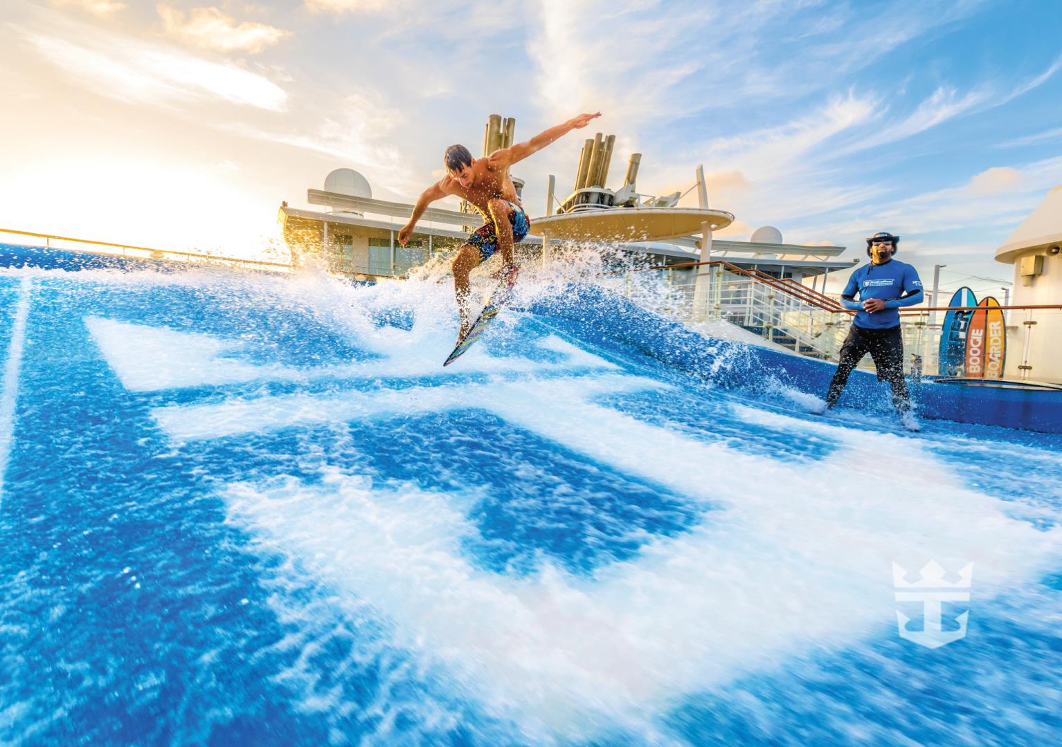 View of man surfing on FlowRider - Photo Credit: S Tremble